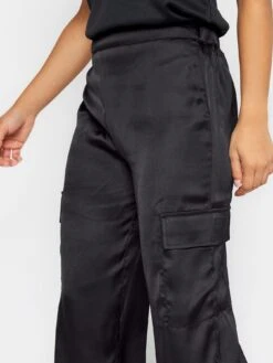 PixieGirl Petite Satin Cargo Wide Leg Trouser - Black -RIVE IS Clothing Shop VQLAE SQ4 0000000004 BLACK MDd