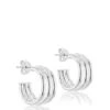 The Love Silver Collection Sterling Silver Triple Half Hoop Stud Earrings