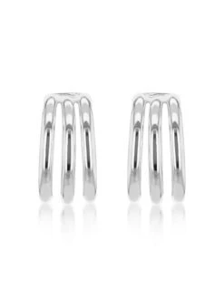 The Love Silver Collection Sterling Silver Triple Half Hoop Stud Earrings -RIVE IS Clothing Shop VQO8I SQ3 0000000035 SILVER SLd