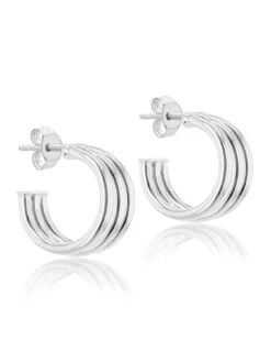 The Love Silver Collection Sterling Silver Triple Half Hoop Stud Earrings -RIVE IS Clothing Shop VQO8I SQ4 0000000035 SILVER SLd1