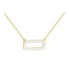 The Love Silver Collection Sterling Silver Yellow Gold Plated White Enamel Rectangle Frame Necklace