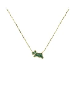 Radley Radley Hay's Mews Ladies 18ct Pale Gold Plated Sterling Silver Malachite Coloured Resin Jumping Dog Necklace