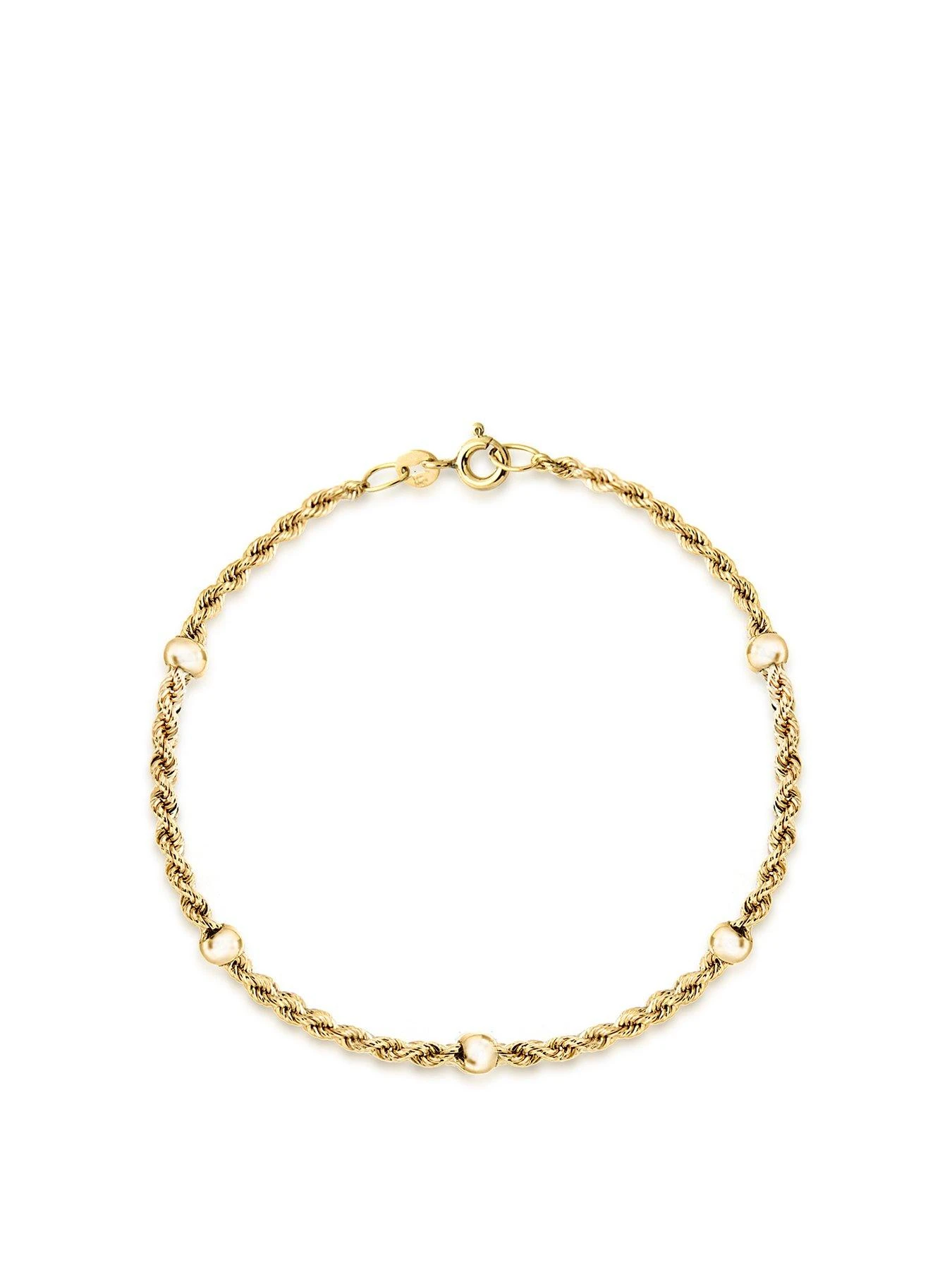 Love GOLD 9ct Yellow Gold Hollow Rope-and-Ball Chain Bracelet 3 Love GOLD 9ct Yellow Gold Hollow Rope-and-Ball Chain Bracelet