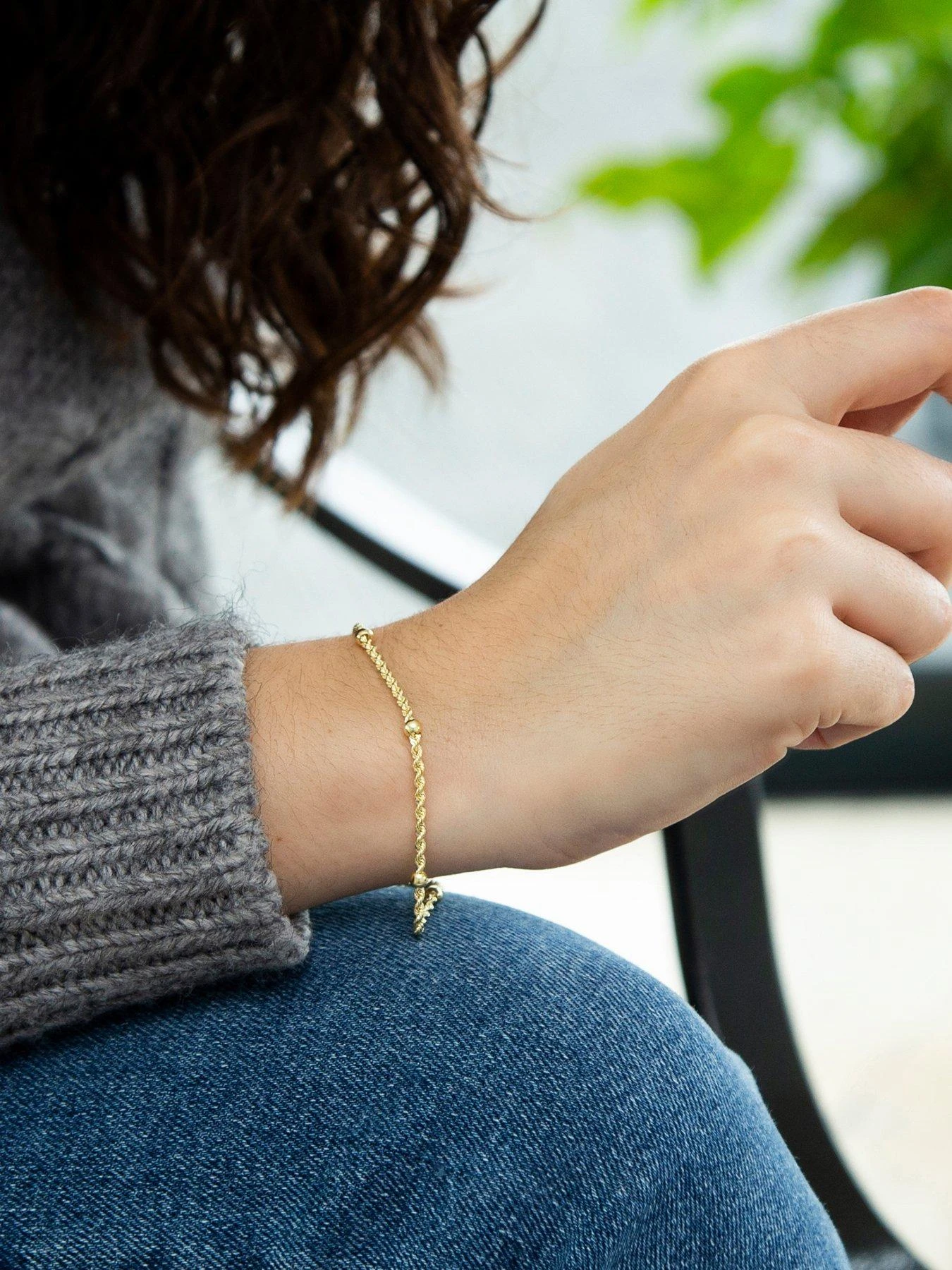 Love GOLD 9ct Yellow Gold Hollow Rope-and-Ball Chain Bracelet 4 Love GOLD 9ct Yellow Gold Hollow Rope-and-Ball Chain Bracelet - Image 2