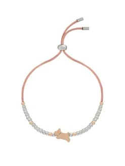 Radley Radley & Friends Ladies 18ct Rose Gold Jumping Dog Cord And Silver Ball Friendship Bracelet
