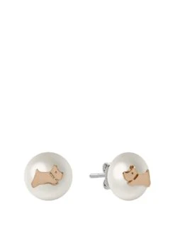 Radley Radley Ladies Pearl Road 18ct Rose Gold Plated Jumping Dog Earrings