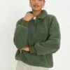 Dorothy Perkins Half Zip Rib Collar Sweatshirt - Khaki -RIVE IS Clothing Shop VQRR2 SQ1 0000000047 GREEN MDf