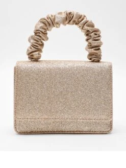 Quiz Gold Glitter Mini Ruched Bag