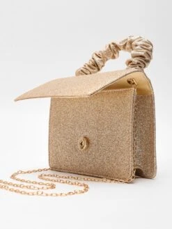 Quiz Gold Glitter Mini Ruched Bag -RIVE IS Clothing Shop VQSTE SQ3 0000000036 GOLD SLa