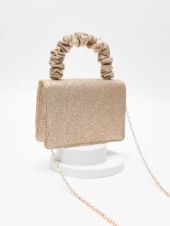 Quiz Gold Glitter Mini Ruched Bag -RIVE IS Clothing Shop VQSTE SQ4 0000000036 GOLD SLd