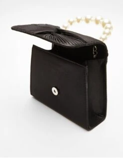 Quiz Black Satin Twist Pearl Handle Bag -RIVE IS Clothing Shop VQSTF SQ3 0000000004 BLACK SLa