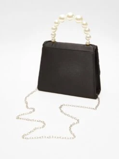 Quiz Black Satin Twist Pearl Handle Bag -RIVE IS Clothing Shop VQSTF SQ4 0000000004 BLACK SLd