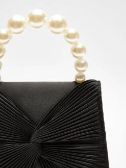 Quiz Black Satin Twist Pearl Handle Bag -RIVE IS Clothing Shop VQSTF SQ5 0000000004 BLACK SLi