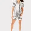 CHELSEA PEERS Maternity Navy/cream Stripe Organic Cotton Button Up Short Pyjama Set -RIVE IS Clothing Shop VQUNX SQ1 0000000013 WHITE MDf