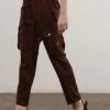 Religion Slim Leg Chocolate Cargo Trouser With Drawstring Details - Brown