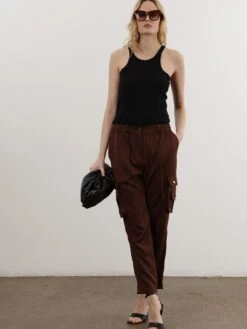 Religion Slim Leg Chocolate Cargo Trouser With Drawstring Details - Brown -RIVE IS Clothing Shop VQW84 SQ2 0000000143 BROWN MDb