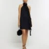 River Island Frill Detail Halterneck Dress - Black -RIVE IS Clothing Shop VQYKG SQ1 0000000004 BLACK MDf