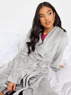 PixieGirl Petite Stitch Detail Shawl Collar Robe - Grey -RIVE IS Clothing Shop VR0CV SQ4 0000000005 GREY MDd