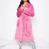 PixieGirl Petite Stitch Detail Shawl Collar Robe - Pink
