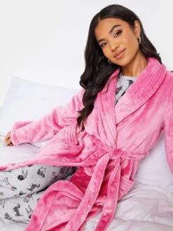 PixieGirl Petite Stitch Detail Shawl Collar Robe - Pink -RIVE IS Clothing Shop VR0D0 SQ4 0000000063 PINK MDd