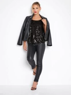 PixieGirl Petite Sequin Front Cami Vest - Black -RIVE IS Clothing Shop VR0DK SQ3 0000000004 BLACK MDo