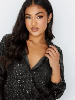 PixieGirl Petite Sequin Shirt - Black -RIVE IS Clothing Shop VR0DU SQ4 0000000004 BLACK MDd