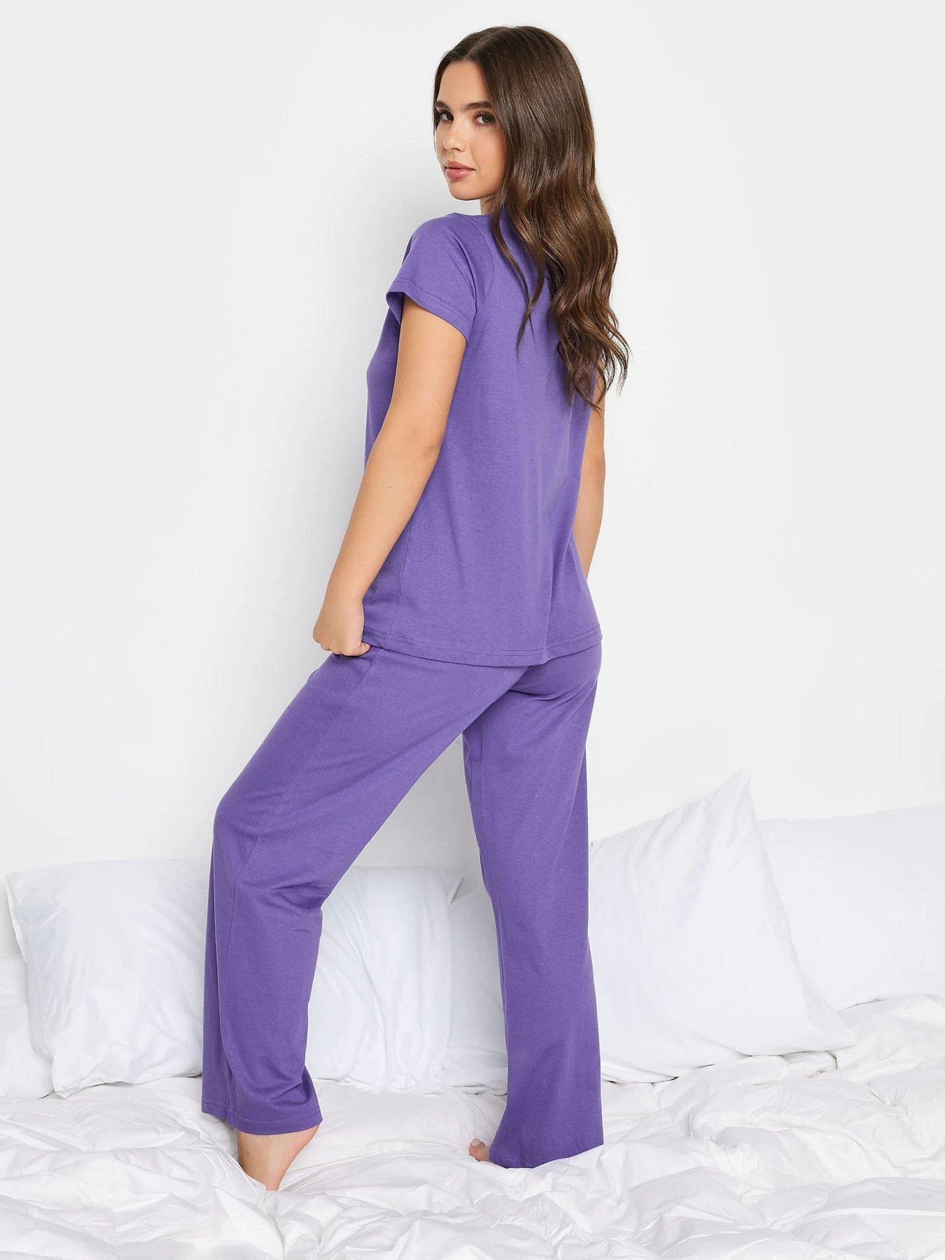 PixieGirl Petite Wild Night In Wide Leg Pj Set - Purple 4 PixieGirl Petite Wild Night In Wide Leg Pj Set - Purple - Image 2