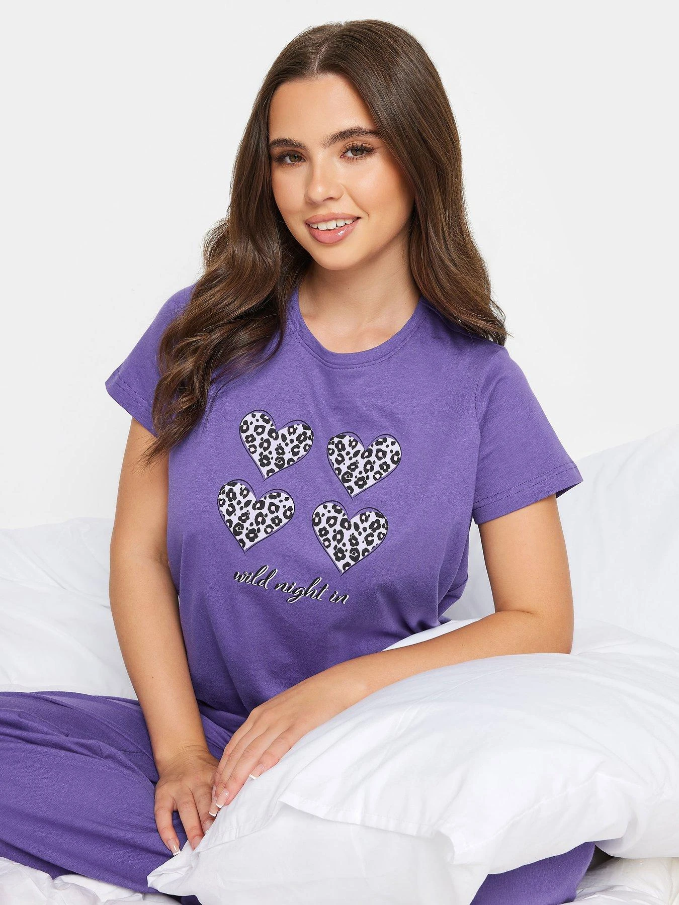 PixieGirl Petite Wild Night In Wide Leg Pj Set - Purple 6 PixieGirl Petite Wild Night In Wide Leg Pj Set - Purple - Image 4
