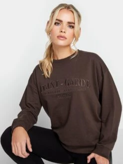 PixieGirl Petite Choc Embroidered Sweatshirt - Brown -RIVE IS Clothing Shop VR0EQ SQ4 0000000143 BROWN MDd