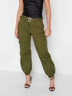 PixieGirl Petite Belted Cuff Jogger - Green