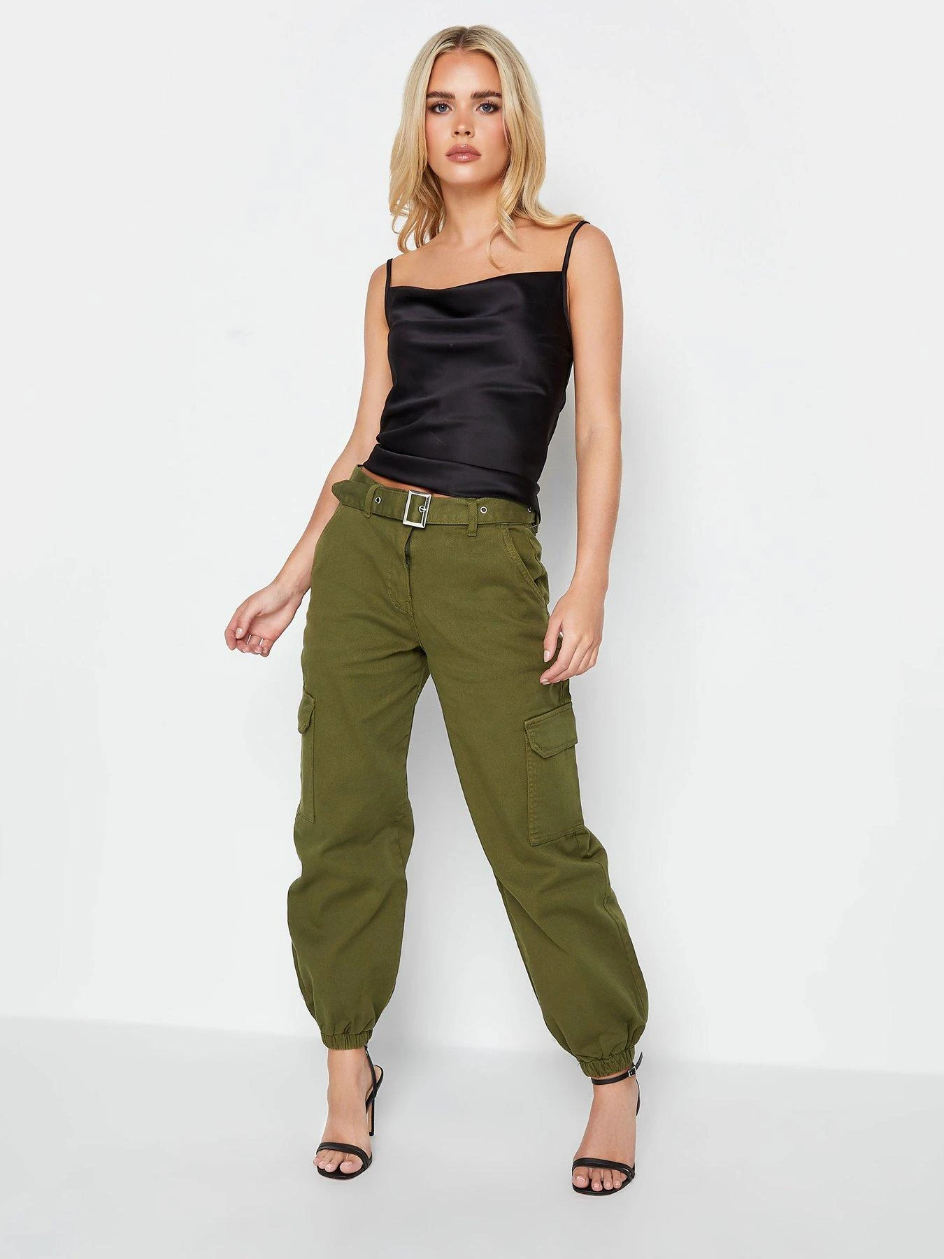 PixieGirl Petite Belted Cuff Jogger - Green 4 PixieGirl Petite Belted Cuff Jogger - Green - Image 2