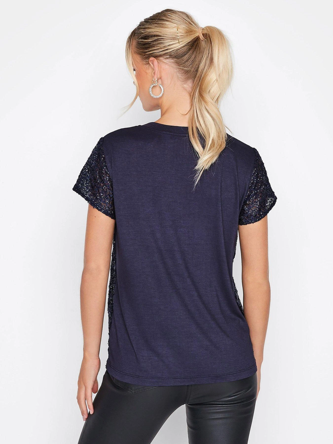 PixieGirl Petite Sequin Front Tee - Blue 4 PixieGirl Petite Sequin Front Tee - Blue - Image 2