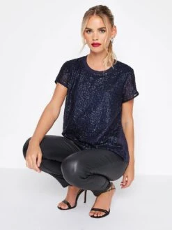 PixieGirl Petite Sequin Front Tee - Blue 9 PixieGirl Petite Sequin Front Tee - Blue -RIVE IS Clothing Shop VR0FK SQ4 0000000020 BLUE MDd