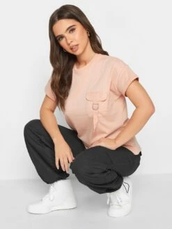 PixieGirl Petite Pink Utility Pocket Tee - Pink -RIVE IS Clothing Shop VR0FN SQ4 0000000063 PINK MDd