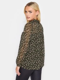 PixieGirl Petite Ditsy High Neck Frill Top 7 PixieGirl Petite Ditsy High Neck Frill Top -RIVE IS Clothing Shop VR0FP SQ2 0000000004 BLACK MDb