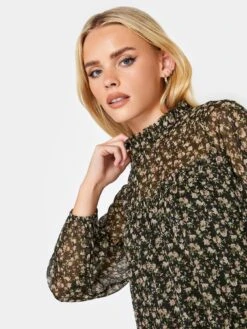 PixieGirl Petite Ditsy High Neck Frill Top 9 PixieGirl Petite Ditsy High Neck Frill Top -RIVE IS Clothing Shop VR0FP SQ4 0000000004 BLACK MDd