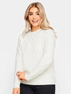 M&Co Petite Cable Jumper - White