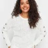 M&Co Petite Button Sleeve Jumper - White -RIVE IS Clothing Shop VR0JW SQ1 0000000013 WHITE MDf