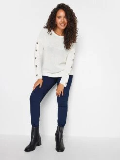 M&Co Petite Button Sleeve Jumper - White -RIVE IS Clothing Shop VR0JW SQ3 0000000013 WHITE MDo