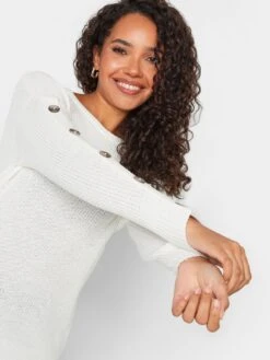 M&Co Petite Button Sleeve Jumper - White -RIVE IS Clothing Shop VR0JW SQ4 0000000013 WHITE MDd