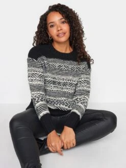 M&Co Petite Neutral Pattern Jumper- Black