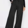 M&Co Petite Petite Black Crepe Wide Leg Trs