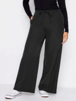 M&Co Petite Petite Black Crepe Wide Leg Trs