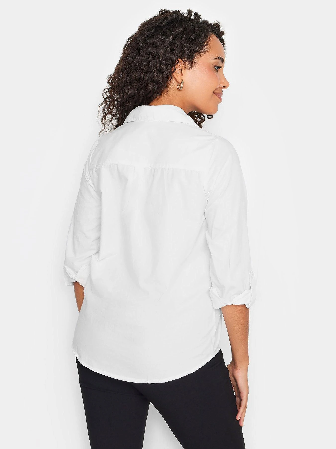 M&Co Petite Relaxed Poplin Shirt - White 4 M&Co Petite Relaxed Poplin Shirt - White - Image 2