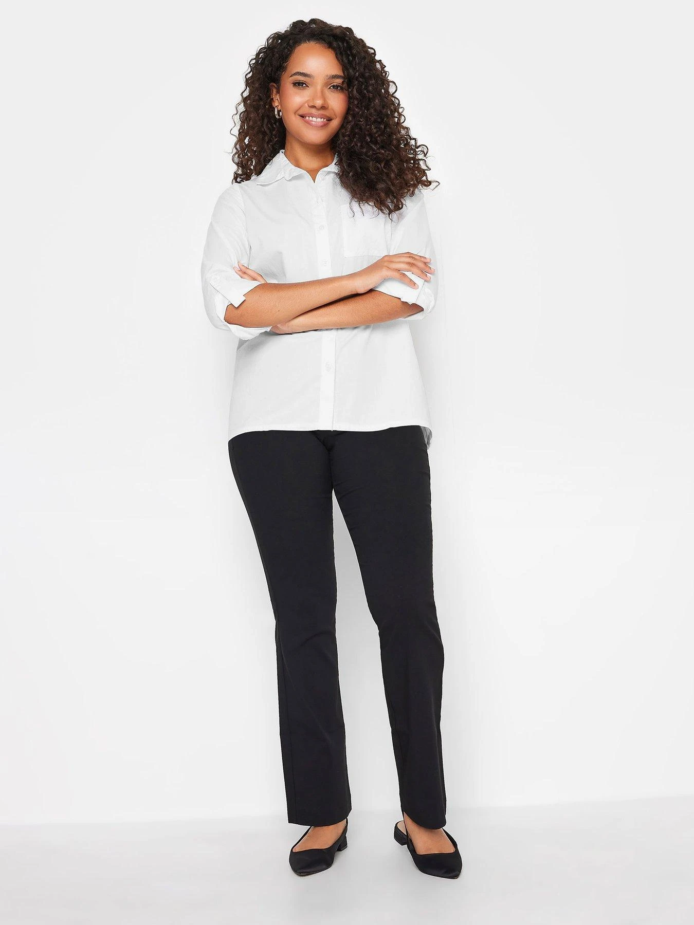 M&Co Petite Relaxed Poplin Shirt - White 5 M&Co Petite Relaxed Poplin Shirt - White - Image 3