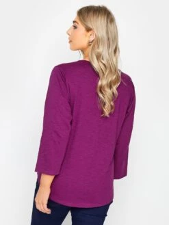 M&Co Petite Henley Top - Berry -RIVE IS Clothing Shop VR47G SQ2 0000000063 PINK MDb