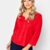 M&Co Petite Henley Top - Red -RIVE IS Clothing Shop VR47I SQ1 0000000017 RED MDf