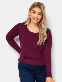 M&Co Petite Crew Neck Jumper - Purple