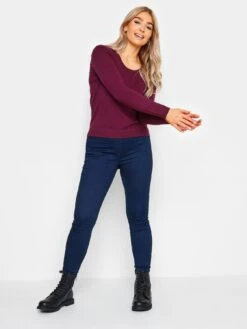 M&Co Petite Crew Neck Jumper - Purple -RIVE IS Clothing Shop VR47L SQ3 0000000039 PURPLE MDo