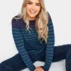 M&Co Petite Stripe Crew Neck Jumper - Blue -RIVE IS Clothing Shop VR47W SQ1 0000000020 BLUE MDf